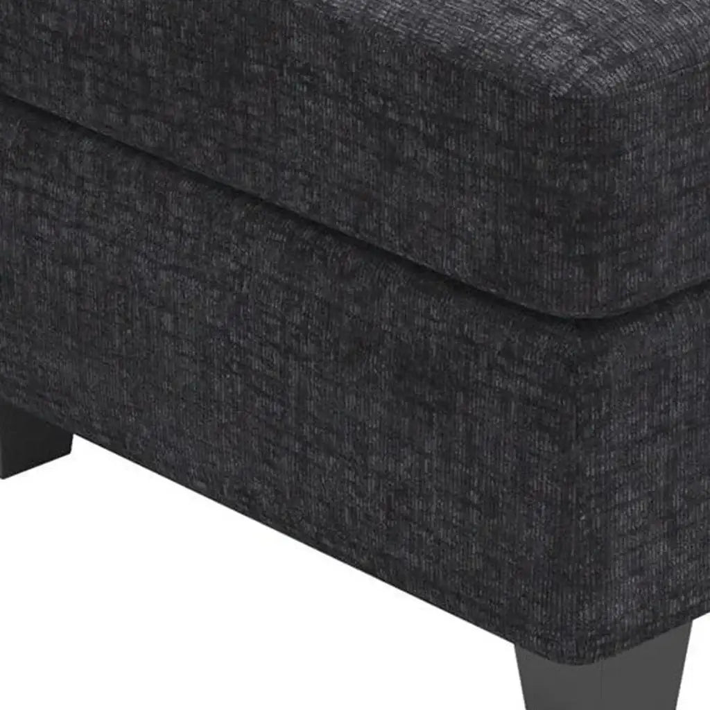 26" Gray and Black Chenille Storage Ottoman - Homeroots - Flyclothing LLC
