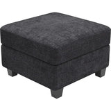 26" Gray and Black Chenille Storage Ottoman - Homeroots - Flyclothing LLC
