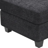 26" Gray and Black Chenille Storage Ottoman - Homeroots - Flyclothing LLC