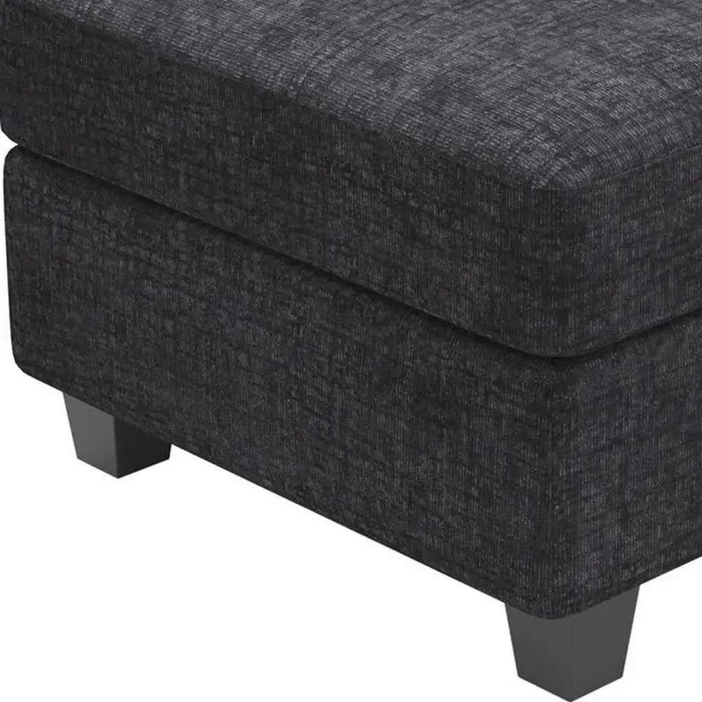 26" Gray and Black Chenille Storage Ottoman - Homeroots - Flyclothing LLC