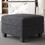 26" Gray and Black Chenille Storage Ottoman - Homeroots - Flyclothing LLC