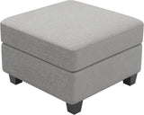 26" Light Gray and Black Chenille Storage Ottoman - Homeroots - Flyclothing LLC