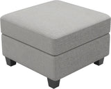 26" Light Gray and Black Chenille Storage Ottoman - Homeroots - Flyclothing LLC