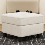 26" Beige and Black Chenille Storage Ottoman - Homeroots - Flyclothing LLC