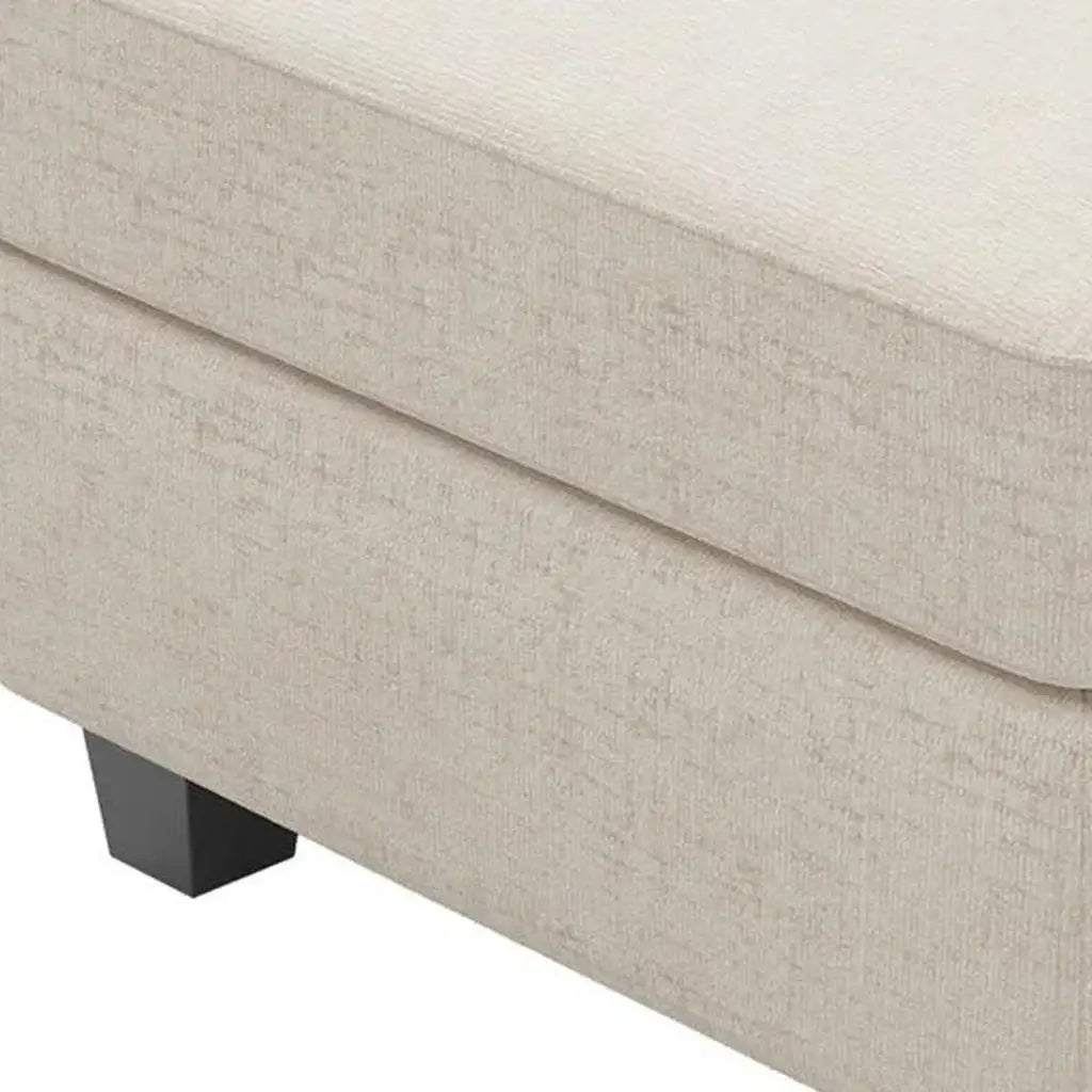 26" Beige and Black Chenille Storage Ottoman - Homeroots - Flyclothing LLC