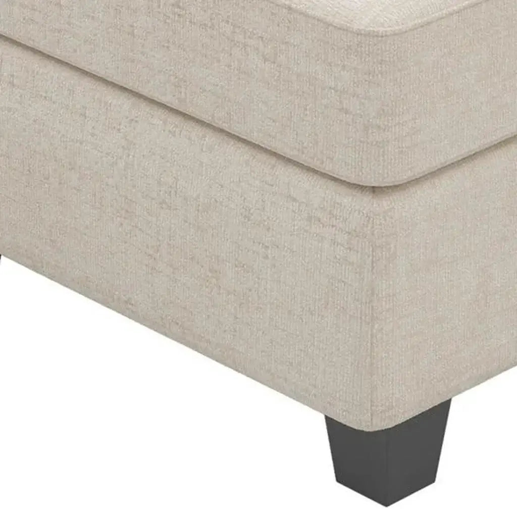 26" Beige and Black Chenille Storage Ottoman - Homeroots - Flyclothing LLC