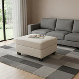 26" Beige and Black Chenille Storage Ottoman - Homeroots - Flyclothing LLC