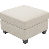 26" Beige and Black Chenille Storage Ottoman - Homeroots - Flyclothing LLC