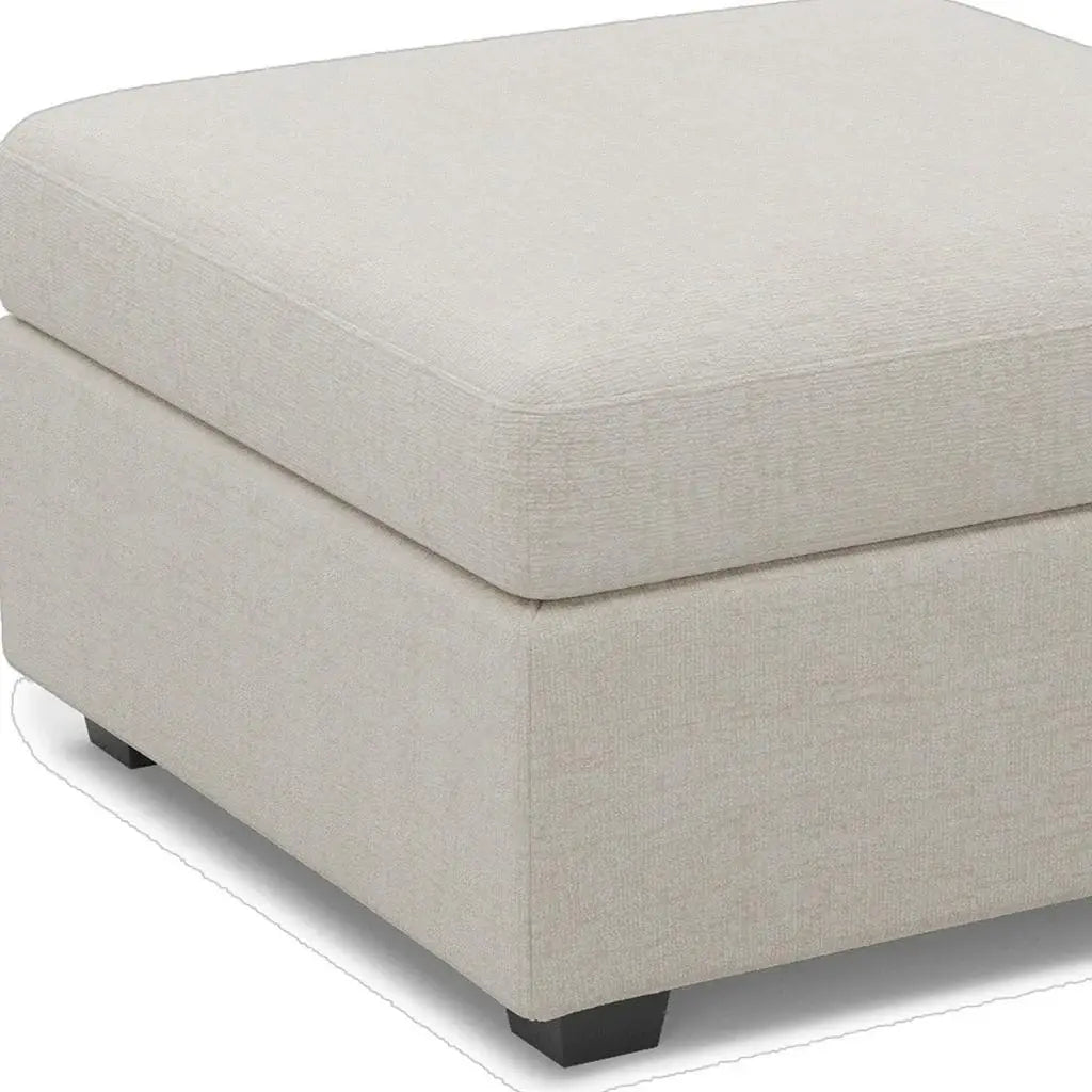 30" Beige and Black Chenille Storage Ottoman - Homeroots - Flyclothing LLC