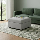 30" Light Gray and Black Chenille Storage Ottoman - Homeroots - Flyclothing LLC