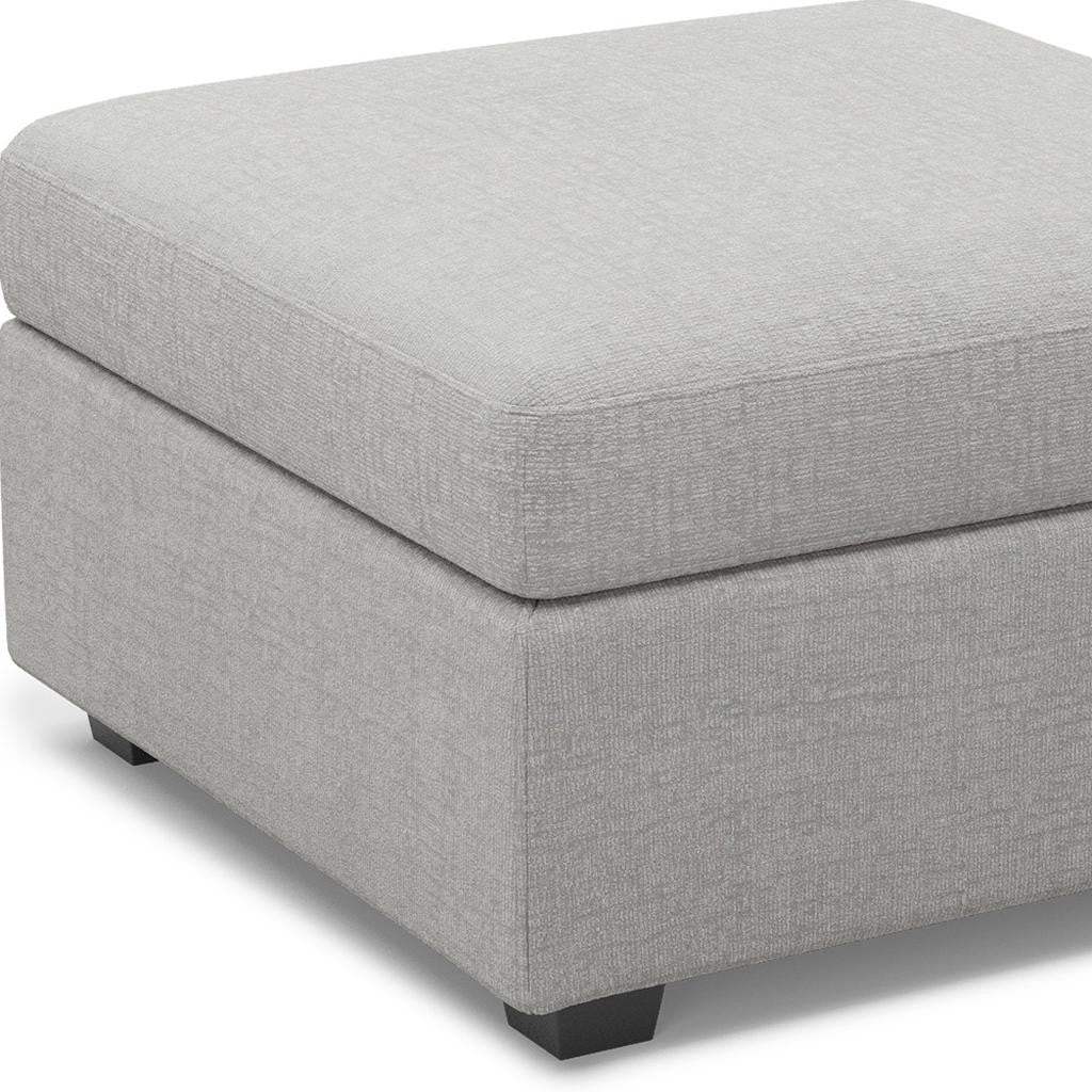 30" Light Gray and Black Chenille Storage Ottoman - Homeroots - Flyclothing LLC