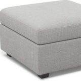 30" Light Gray and Black Chenille Storage Ottoman - Homeroots - Flyclothing LLC