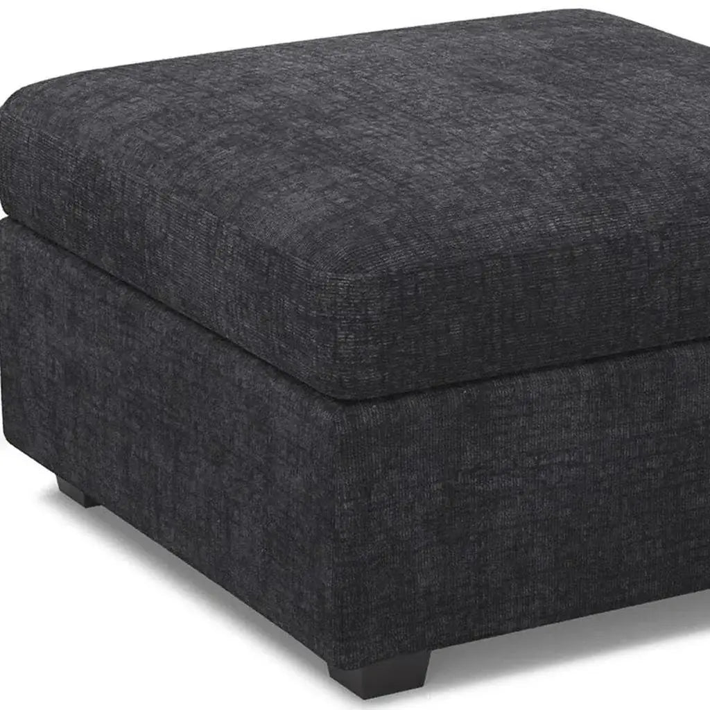 30" Gray and Black Chenille Storage Ottoman - Homeroots - Flyclothing LLC