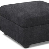 30" Gray and Black Chenille Storage Ottoman - Homeroots - Flyclothing LLC