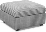 30" Gray and Black Corduroy Storage Ottoman - Homeroots - Flyclothing LLC