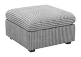 30" Gray and Black Corduroy Storage Ottoman - Homeroots - Flyclothing LLC