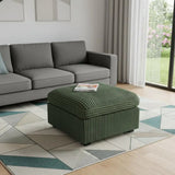 30" Green and Black Corduroy Storage Ottoman - Homeroots - Flyclothing LLC