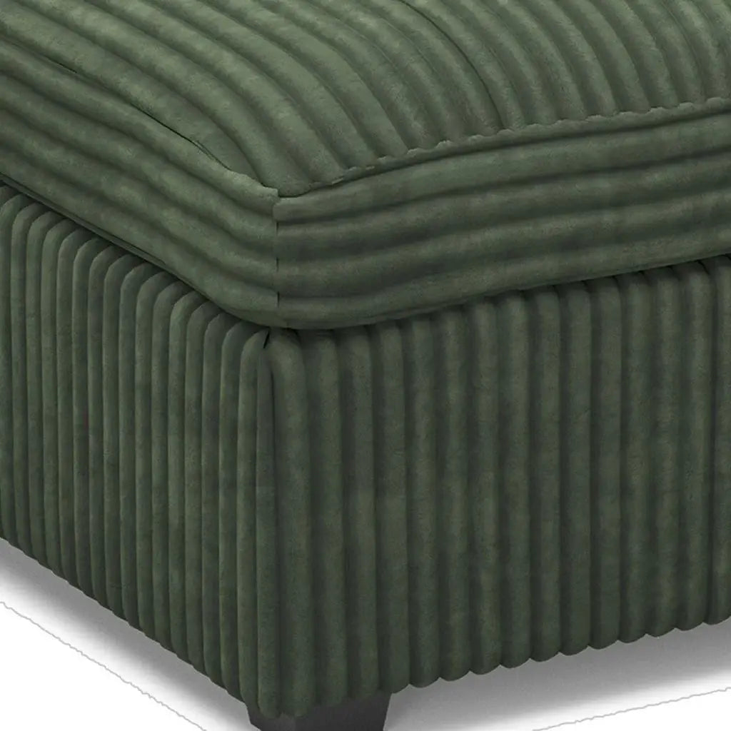30" Green and Black Corduroy Storage Ottoman - Homeroots - Flyclothing LLC