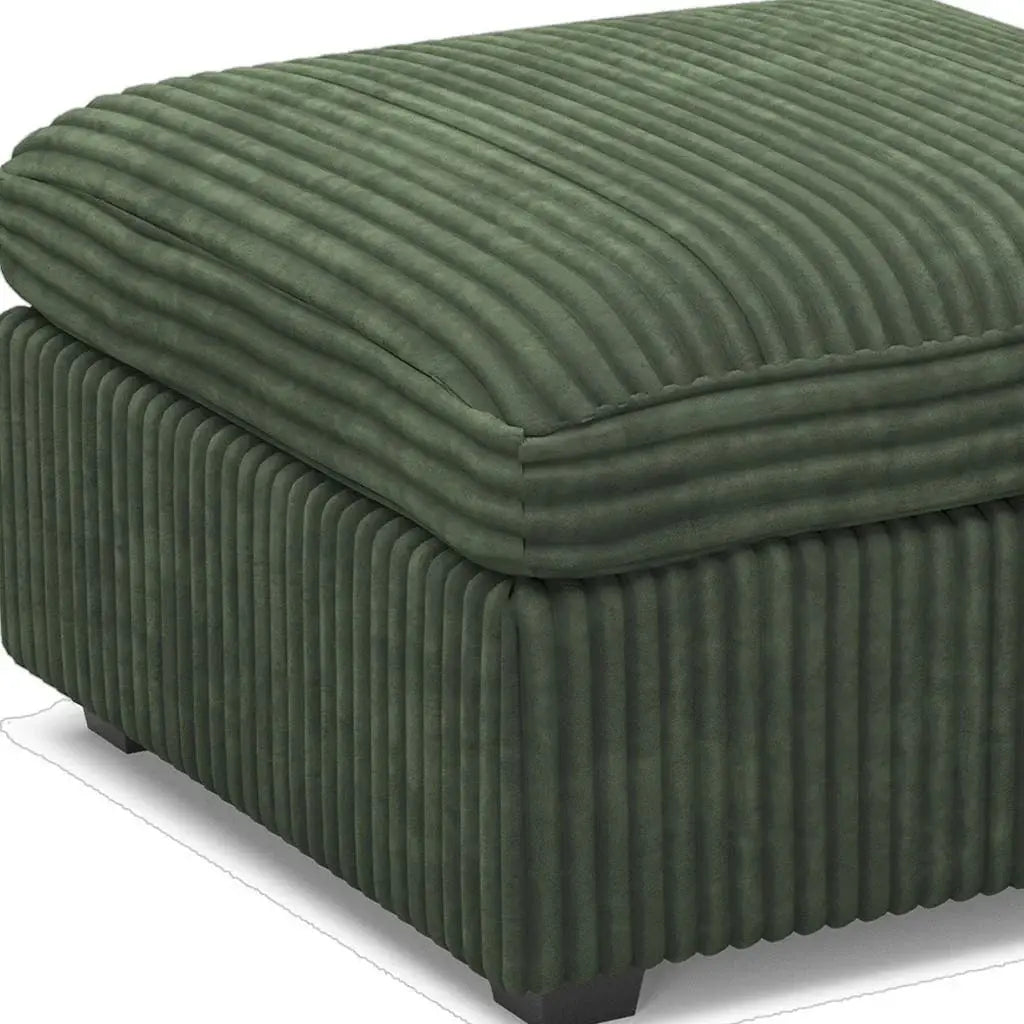 30" Green and Black Corduroy Storage Ottoman - Homeroots - Flyclothing LLC
