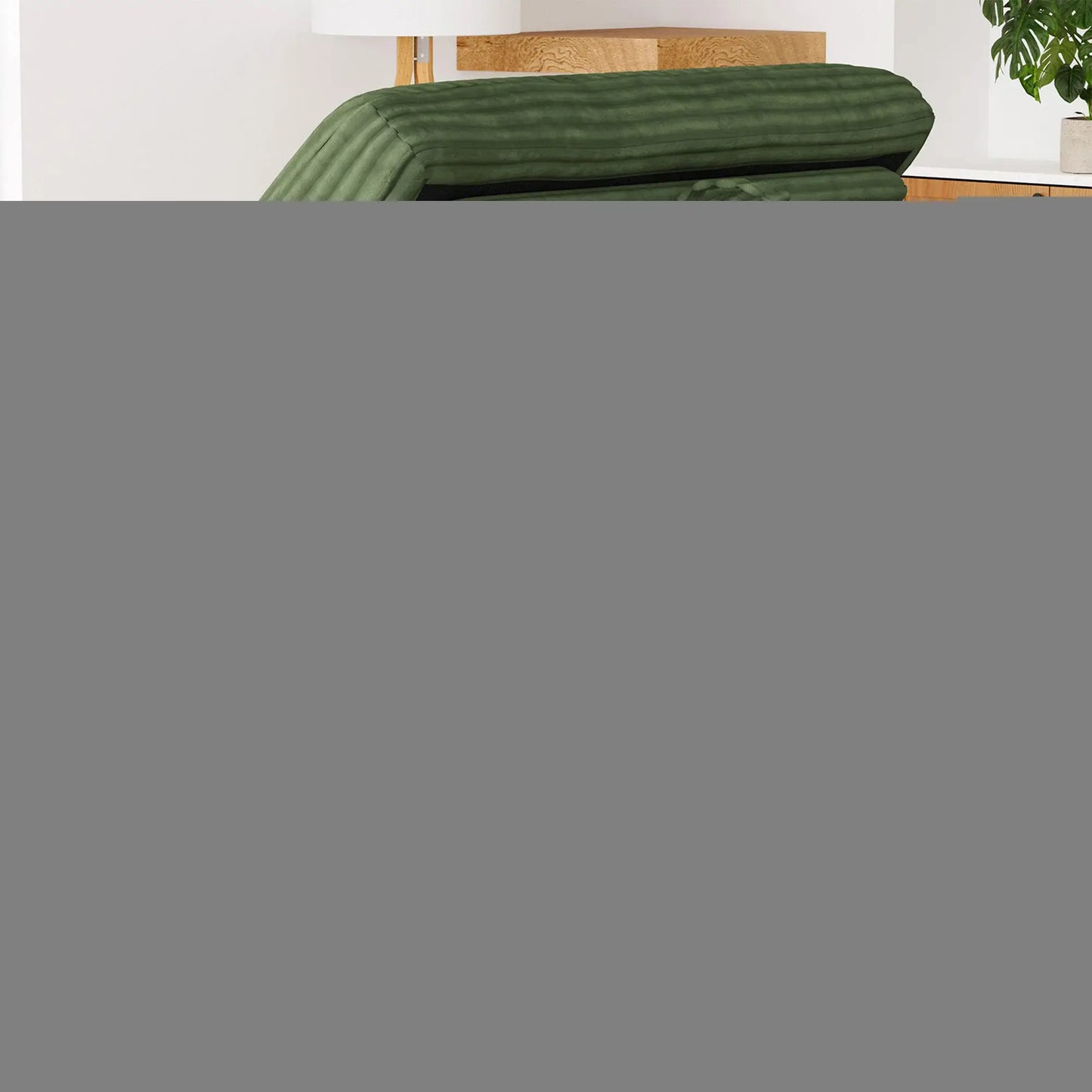 30" Green and Black Corduroy Storage Ottoman - Homeroots - Flyclothing LLC