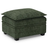 30" Green and Black Chenille Storage Ottoman