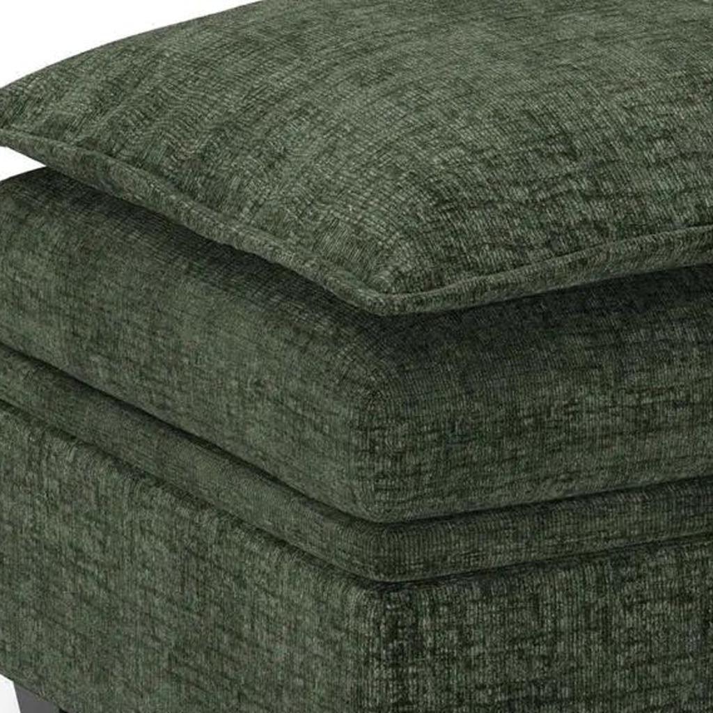 30" Green and Black Chenille Storage Ottoman