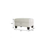 29" Beige and Black Chenille Storage Ottoman