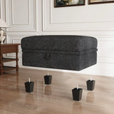 29" Gray and Black Chenille Storage Ottoman