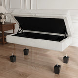 46" Beige and Black Chenille Storage Ottoman - Homeroots - Flyclothing LLC