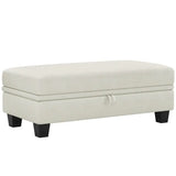 46" Beige and Black Chenille Storage Ottoman - Homeroots - Flyclothing LLC
