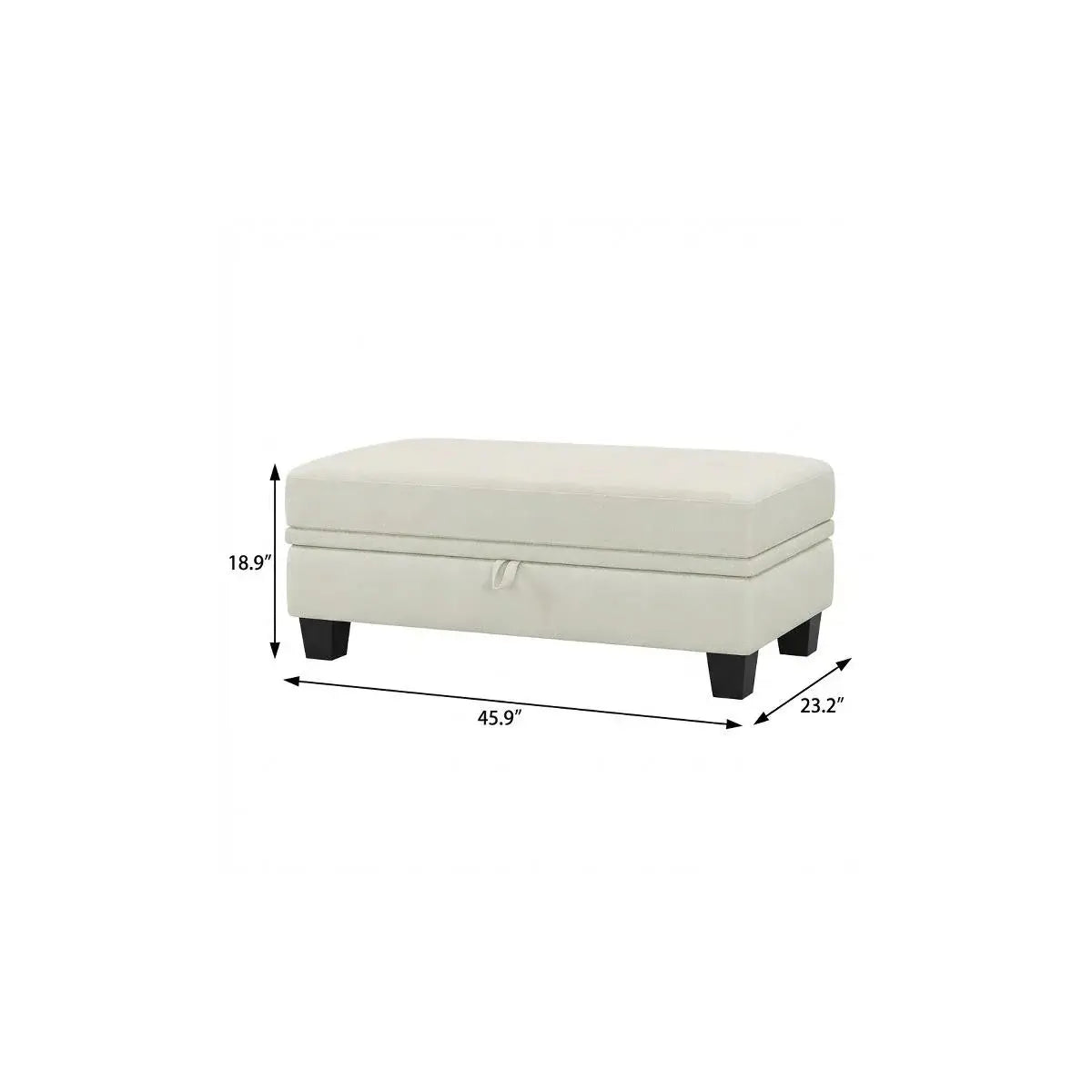 46" Beige and Black Chenille Storage Ottoman - Homeroots - Flyclothing LLC