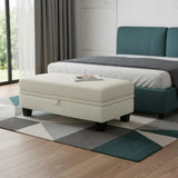 46" Beige and Black Chenille Storage Ottoman - Homeroots - Flyclothing LLC