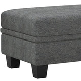 46" Light Gray and Black Chenille Storage Ottoman