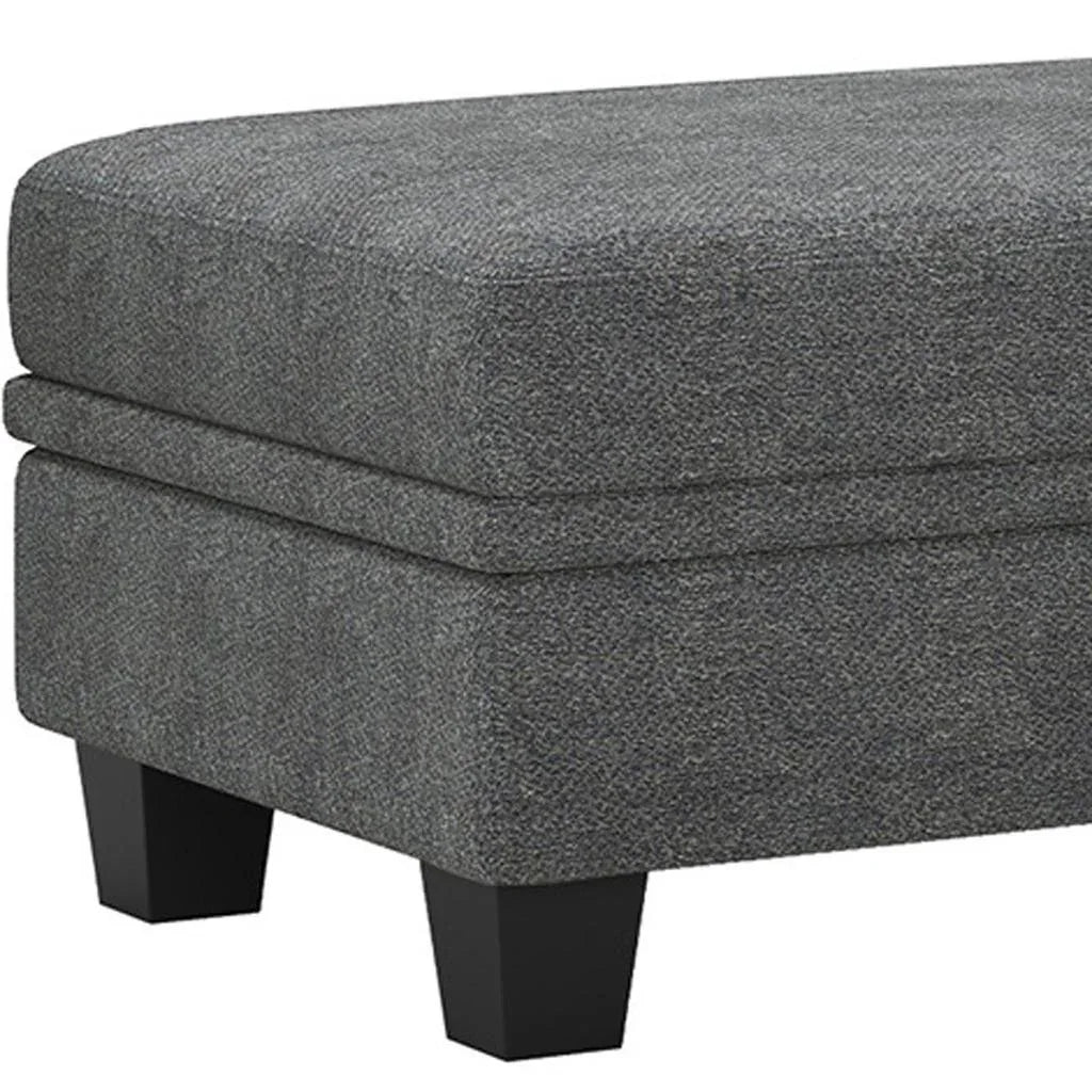 46" Light Gray and Black Chenille Storage Ottoman