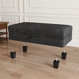 46" Gray and Black Chenille Storage Ottoman - Homeroots - Flyclothing LLC