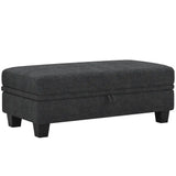 46" Gray and Black Chenille Storage Ottoman - Homeroots - Flyclothing LLC