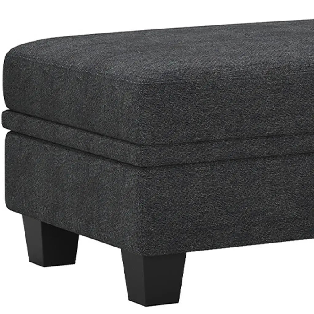 46" Gray and Black Chenille Storage Ottoman - Homeroots - Flyclothing LLC