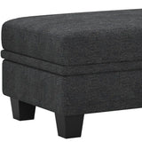 46" Gray and Black Chenille Storage Ottoman - Homeroots - Flyclothing LLC