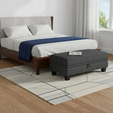 46" Gray and Black Chenille Storage Ottoman - Homeroots - Flyclothing LLC
