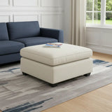 32" Beige and Black Velvet Ottoman - Homeroots - Flyclothing LLC