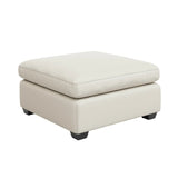 32" Beige and Black Velvet Ottoman - Homeroots - Flyclothing LLC