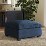 32" Blue and Black Velvet Ottoman - Homeroots - Flyclothing LLC