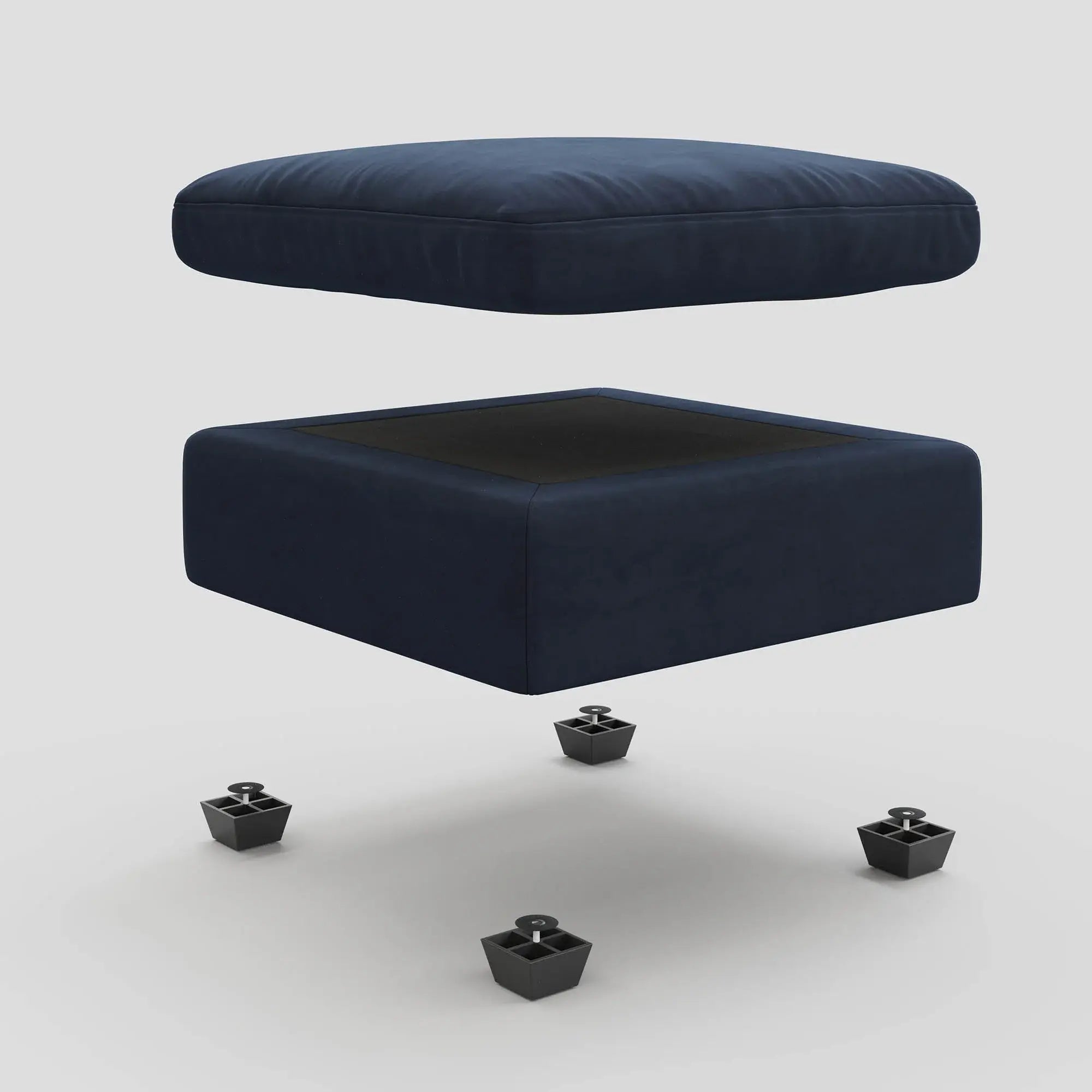 32" Blue and Black Velvet Ottoman - Homeroots - Flyclothing LLC