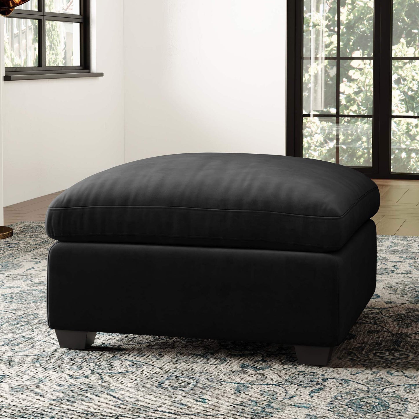 32" Black Velvet Ottoman - Homeroots - Flyclothing LLC