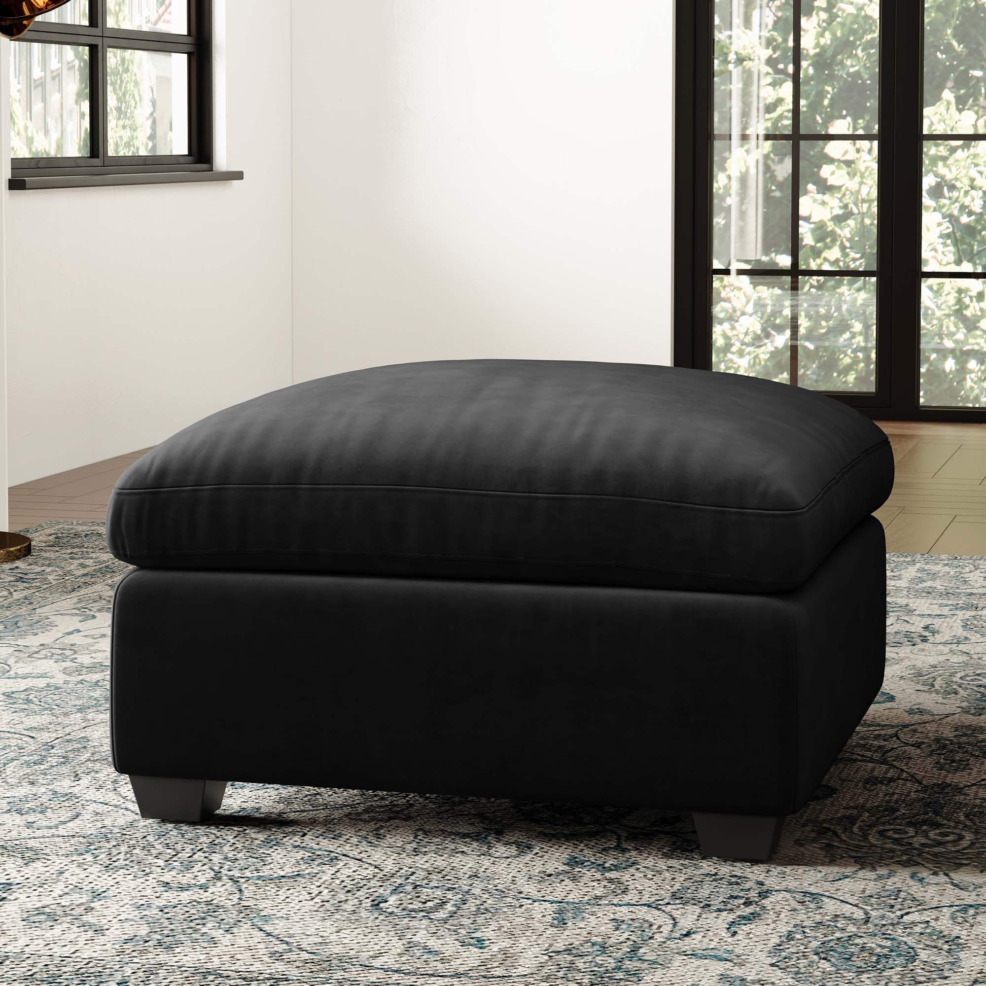 32" Black Velvet Ottoman - Homeroots - Flyclothing LLC
