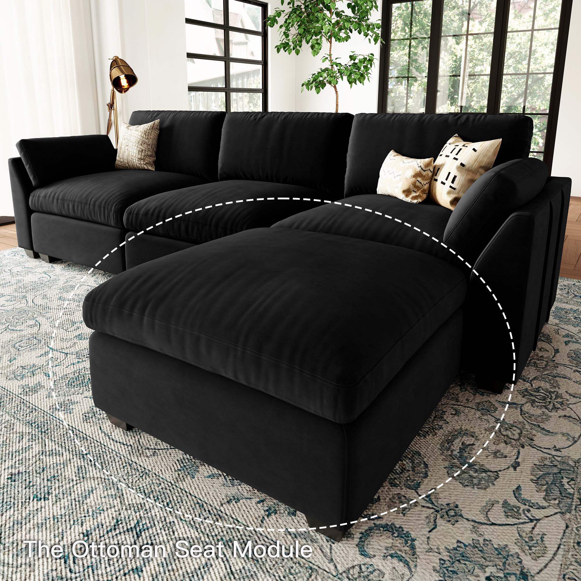 32" Black Velvet Ottoman - Homeroots - Flyclothing LLC