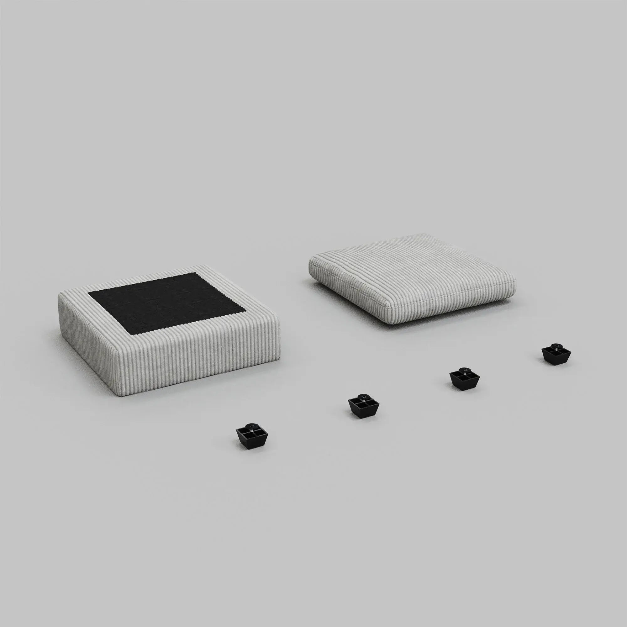 32" Gray and Black Corduroy Ottoman - Homeroots - Flyclothing LLC