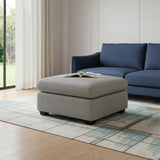 32" Gray and Black Corduroy Ottoman - Homeroots - Flyclothing LLC
