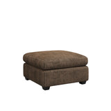 32" Brown and Black Corduroy Ottoman - Homeroots - Flyclothing LLC