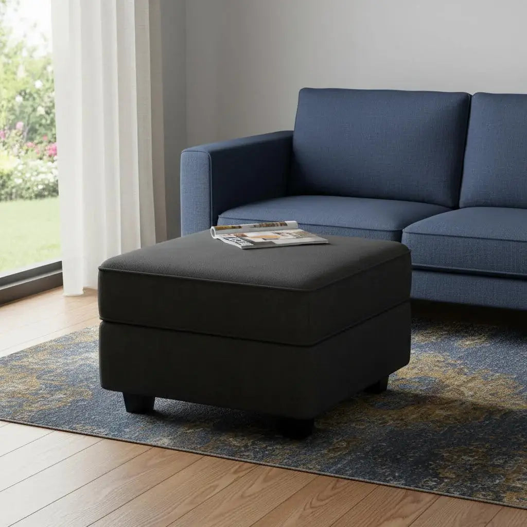 26" Black Polyester Blend Storage Ottoman - Homeroots - Flyclothing LLC